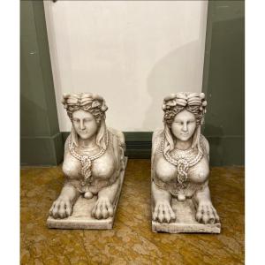 Pair Of Marble Sphinxes