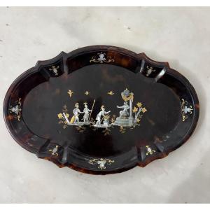 Extremely Rare Plate Inlaid With Gold, Mother-of-pearl And Tortoiseshell 