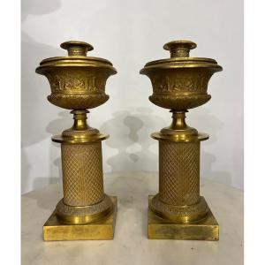 Pair Of Gilt Bronze Candlesticks 