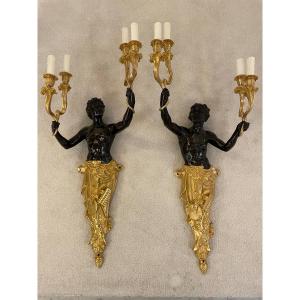 Pair Of Bronze Wall Lamp