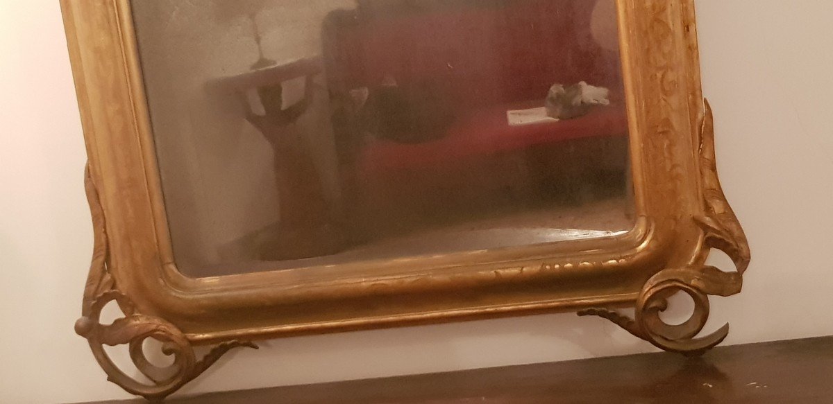 Grande specchiera  italiana '800 in legno dorato-photo-2