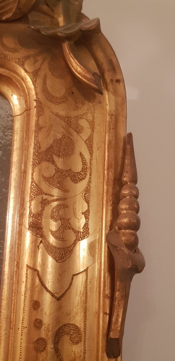 Grande specchiera  italiana '800 in legno dorato-photo-3