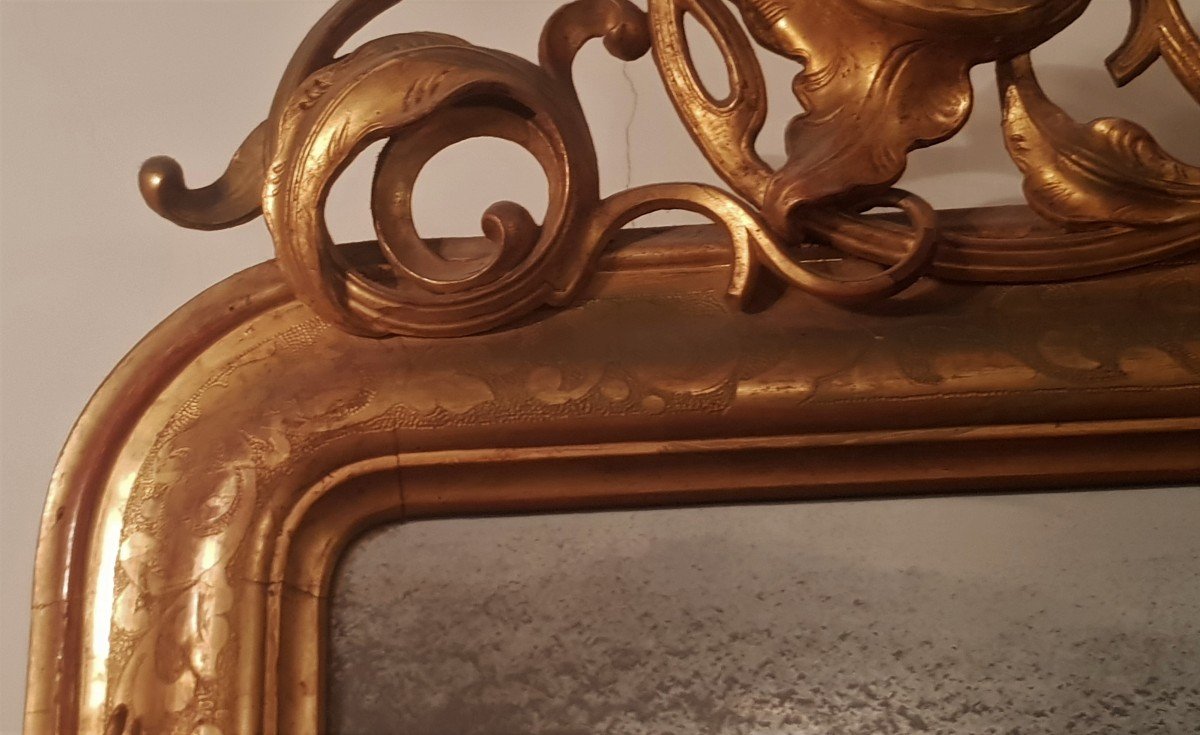 Grande specchiera  italiana '800 in legno dorato-photo-4