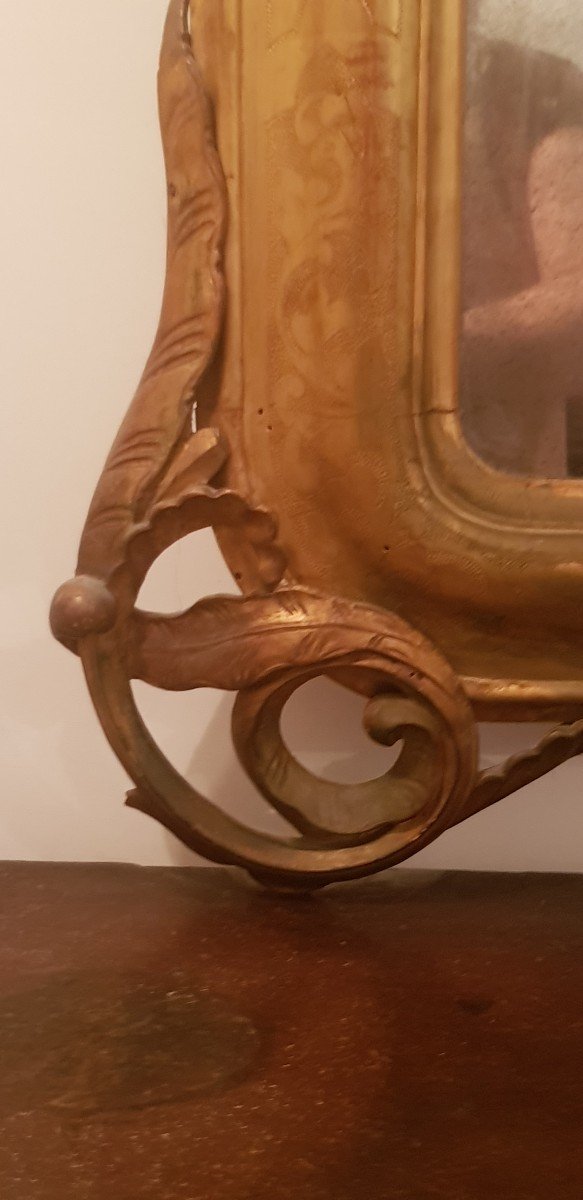Grande specchiera  italiana '800 in legno dorato-photo-2