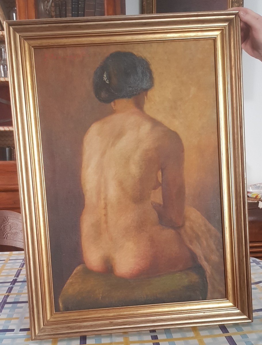  ritratto di donna nudo di schiena olio su tela 60 x 80 cm-photo-2
