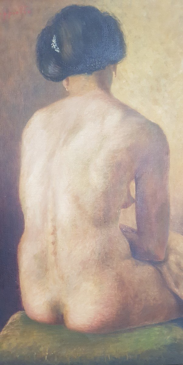  ritratto di donna nudo di schiena olio su tela 60 x 80 cm