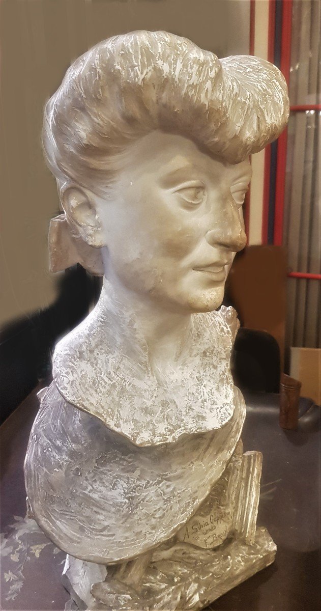 Busto in gesso dell'artista S. Cappiello realizzato da Francisco Broch Llop datato 1908-photo-2