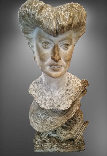 Busto in gesso dell'artista S. Cappiello realizzato da Francisco Broch Llop datato 1908