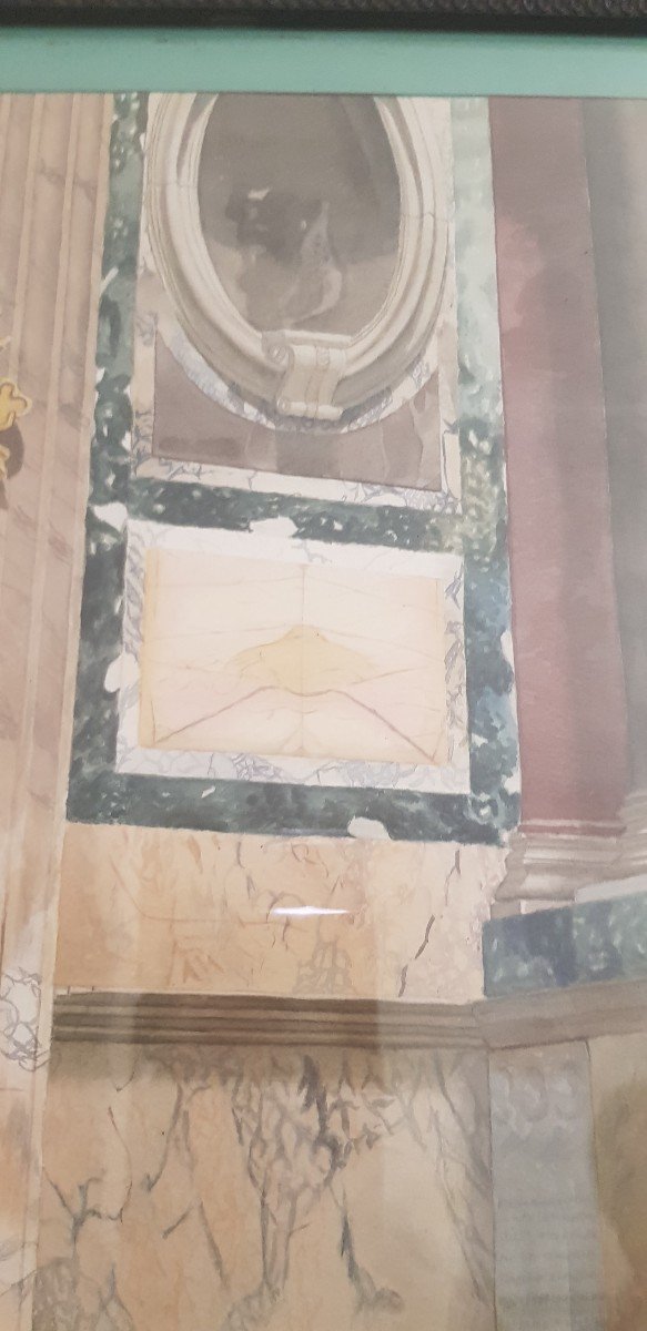Interno di una chiesa romana acquerello su carta firmato e datato 1900 cm 58 x70-photo-2