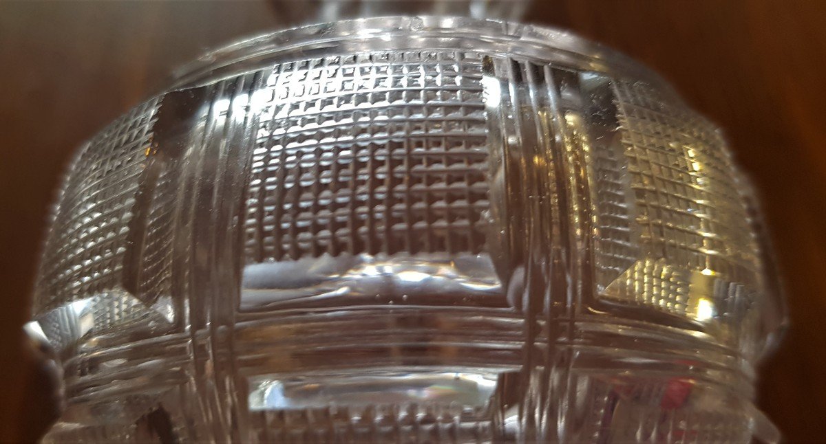 Bottiglietta flacone di profumo antica '800 cristallo di Boemia molato h 13 cm-photo-3