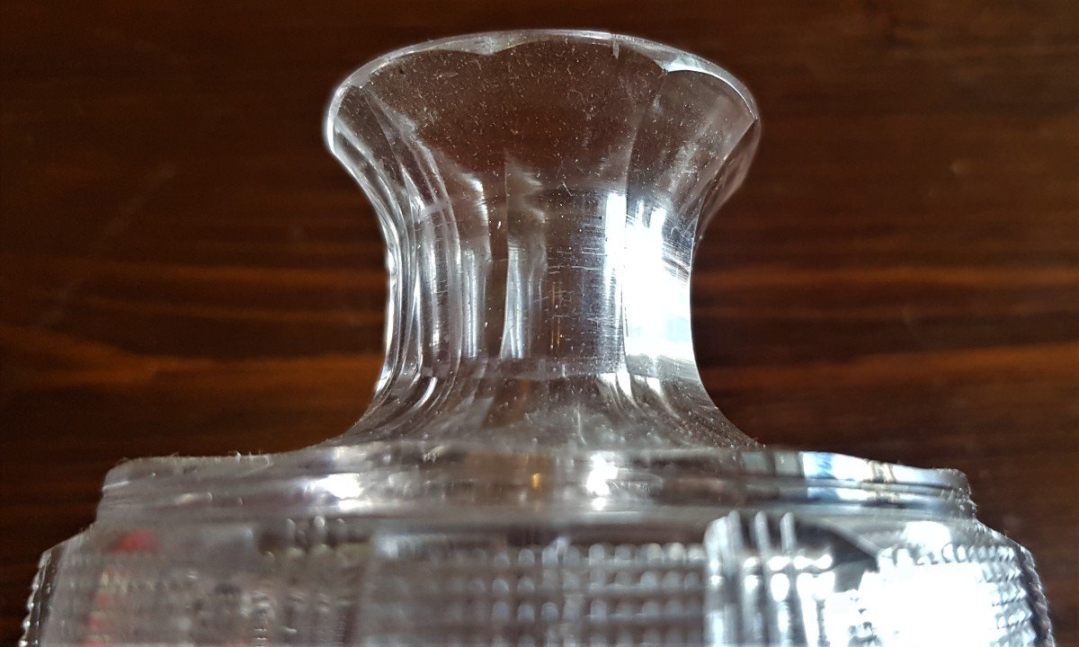 Bottiglietta flacone di profumo antica '800 cristallo di Boemia molato h 13 cm-photo-4