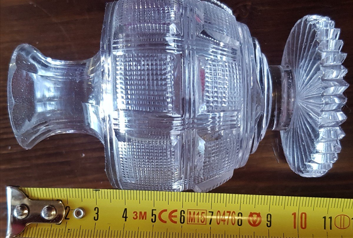 Bottiglietta flacone di profumo antica '800 cristallo di Boemia molato h 13 cm-photo-6