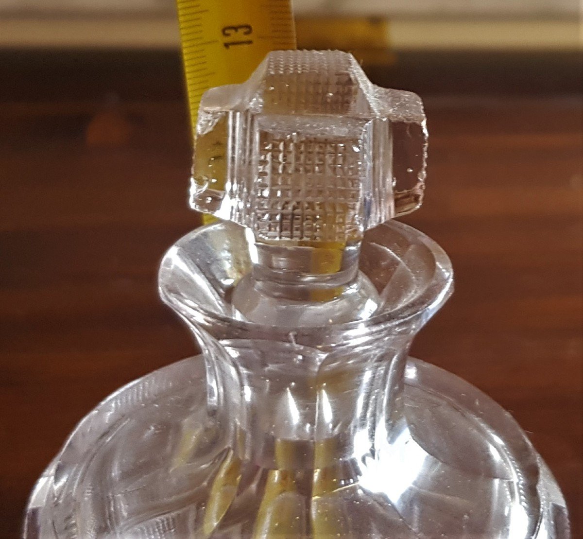 Bottiglietta flacone di profumo antica '800 cristallo di Boemia molato h 13 cm-photo-7