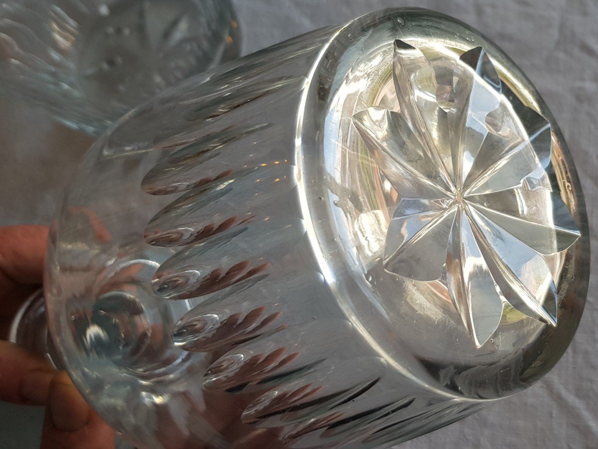 Coppia di bottiglie in cristallo molato seconda metà '800-photo-1