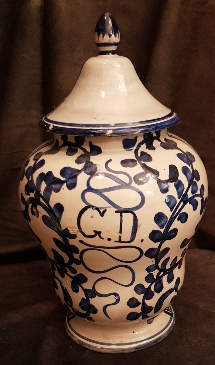 Grande Vaso antico in maiolica dipinta Castelli  '800 cm 36 h-photo-4