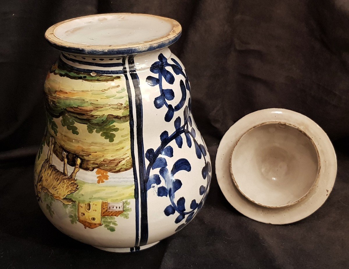 Grande Vaso antico in maiolica dipinta Castelli  '800 cm 36 h-photo-4