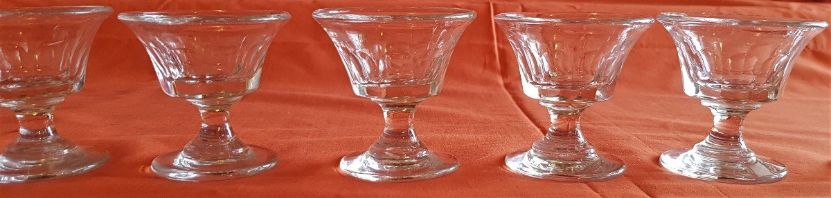 Lotto di 7 bicchierini antichi in cristallo sfaccettato per ciliegine sottospirito-photo-2