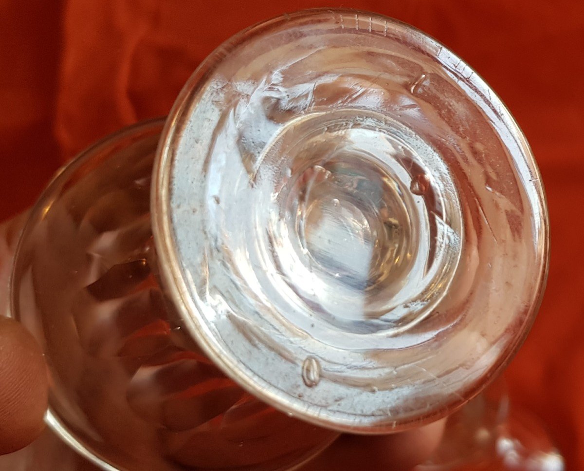 Lotto di 7 bicchierini antichi in cristallo sfaccettato per ciliegine sottospirito-photo-3