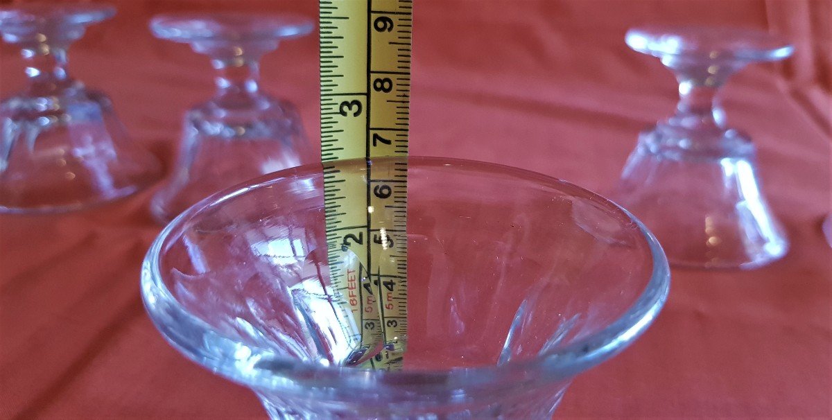 Lotto di 7 bicchierini antichi in cristallo sfaccettato per ciliegine sottospirito-photo-4