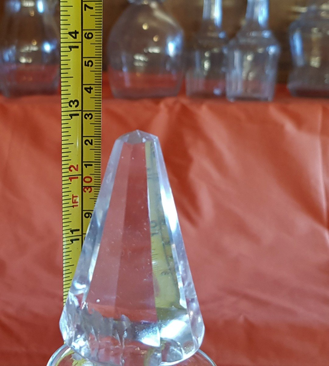 Set di 16 bicchieri + bottiglia e decanter in cristallo di Boemia serigrafato design anni '60-photo-2