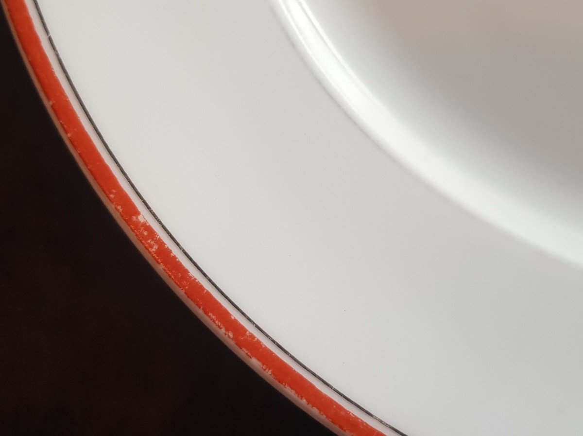 Insieme di 11 piatti e 1 zuppiera antichi in porcellana C. Garnier & cie con corona di marchese-photo-8