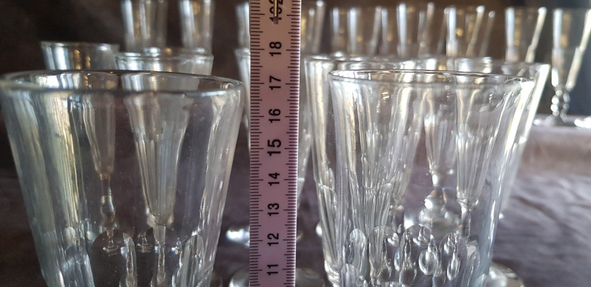 Lotto 14 flutes antiche  '800  In Cristallo Molato h 16,9-17,2 cm-photo-4