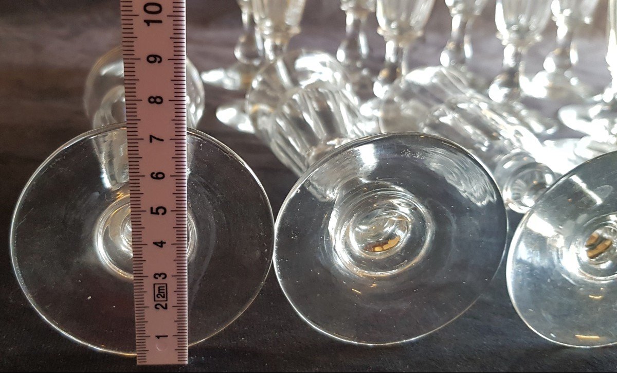 Lotto 14 flutes antiche  '800  In Cristallo Molato h 16,9-17,2 cm-photo-5