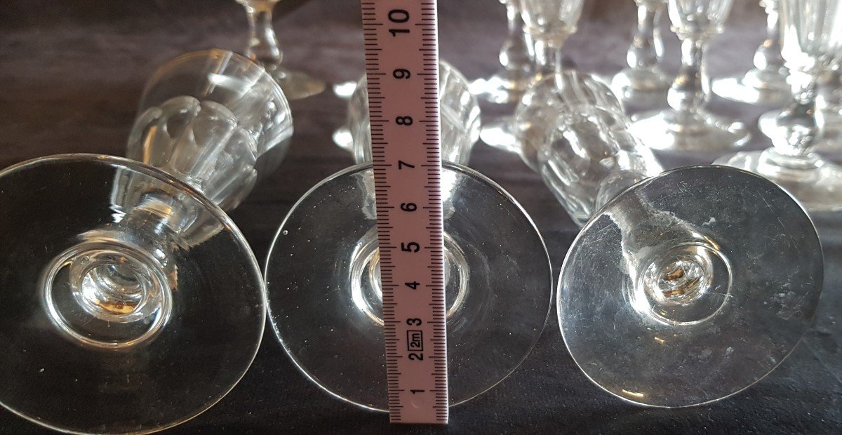 Lotto 14 flutes antiche  '800  In Cristallo Molato h 16,9-17,2 cm-photo-6