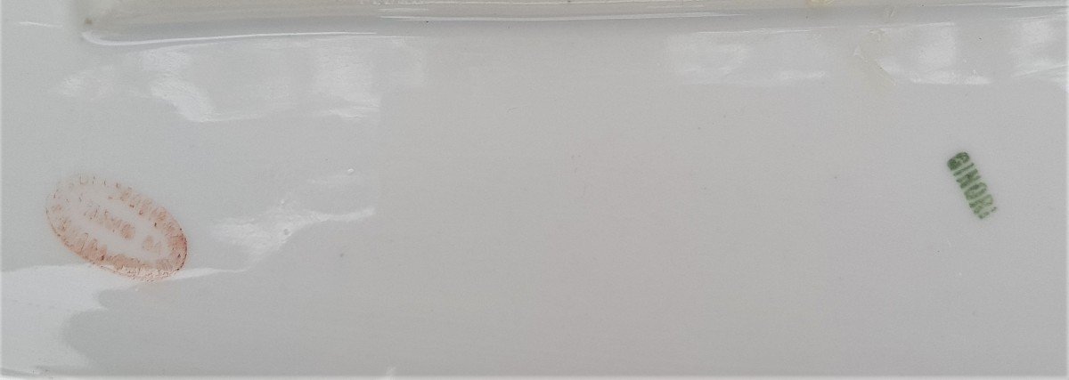 Grande Piatto da portata Ovale  In Porcellana Dura Stemma Borbone-Busset Cm 66 X 24-photo-3
