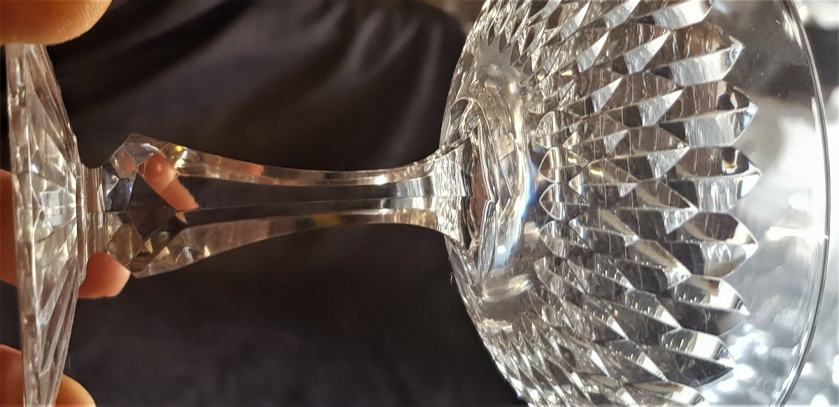 Set di 12 coppe da champagne in cristallo antico Baccarat Modello a squame smussate-photo-4