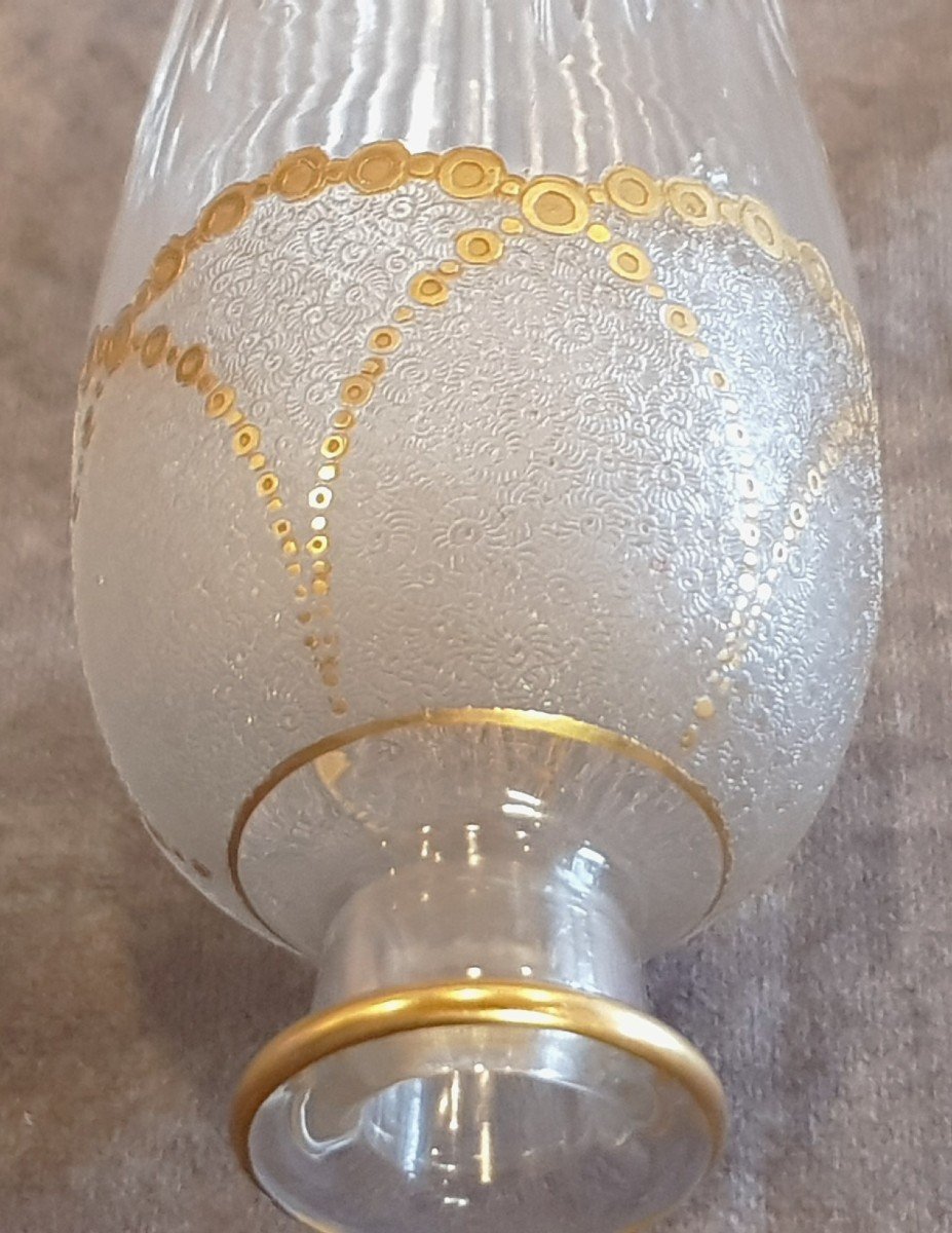 Petit Vase  Art Nouveau Gravé Et Doré H 23,5 Cm-photo-3