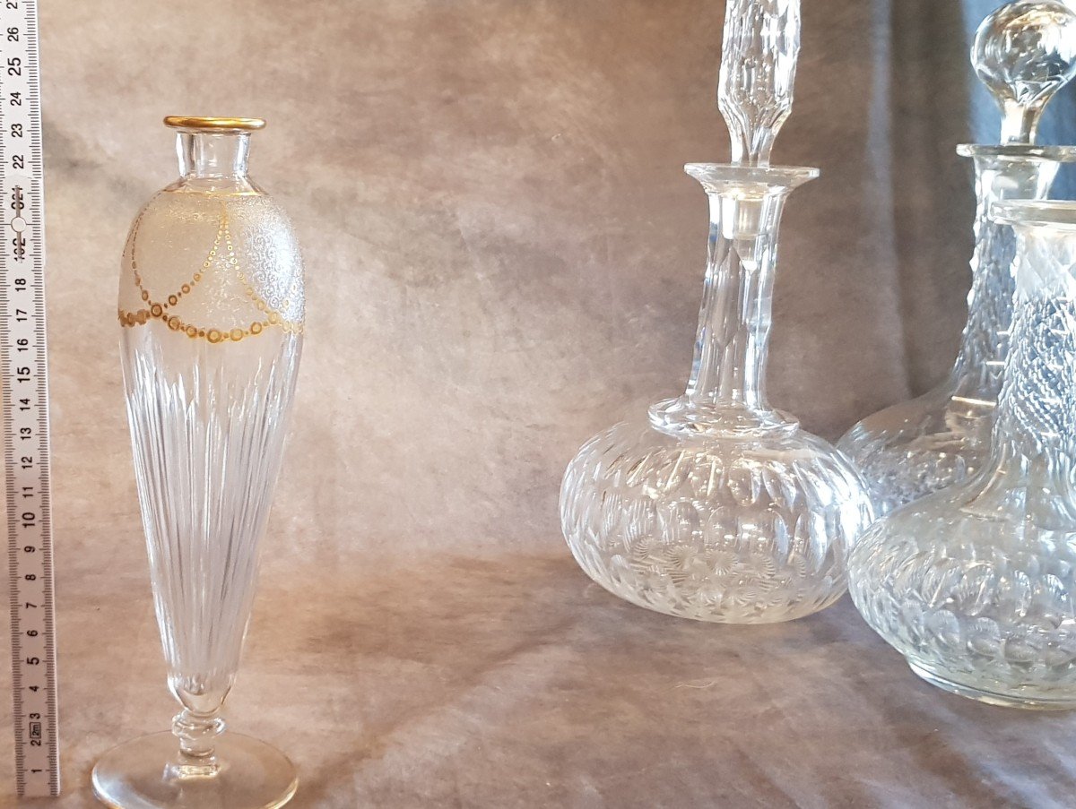 Petit Vase  Art Nouveau Gravé Et Doré H 23,5 Cm-photo-8