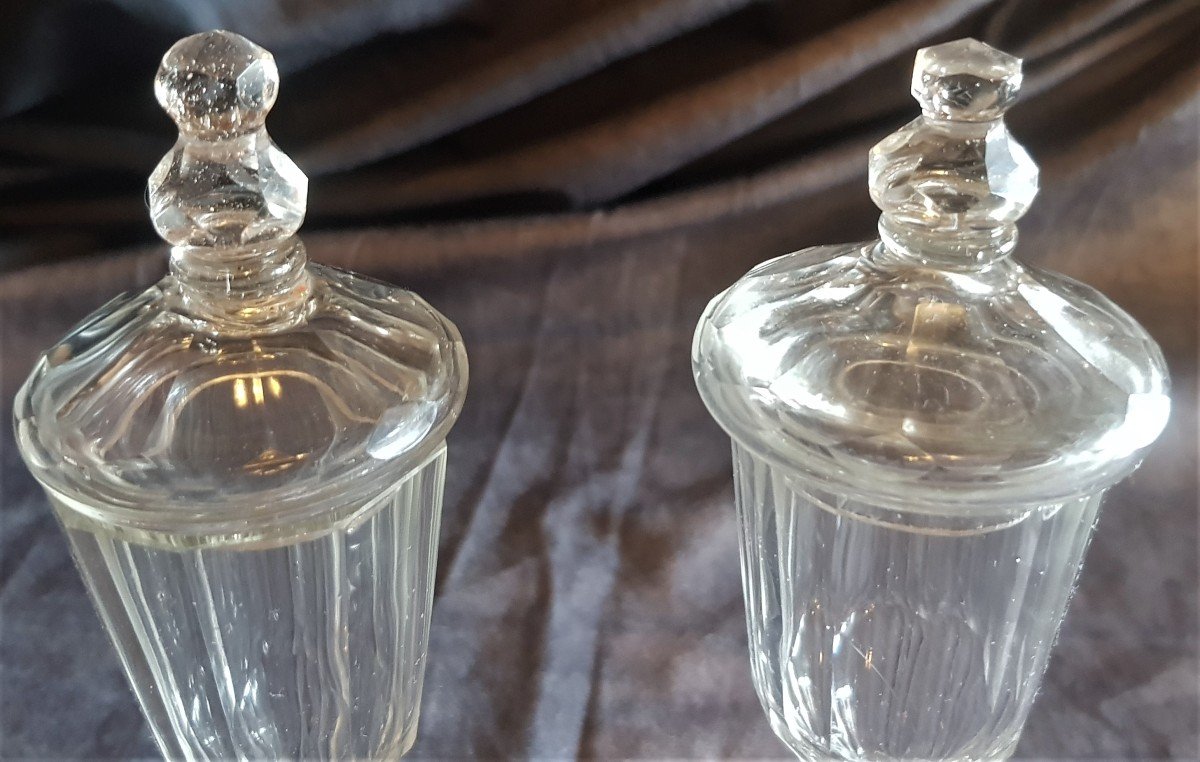 coppia di piccoli bicchieri antichi con coperchio in cristallo di Boemia inizio '800-photo-3