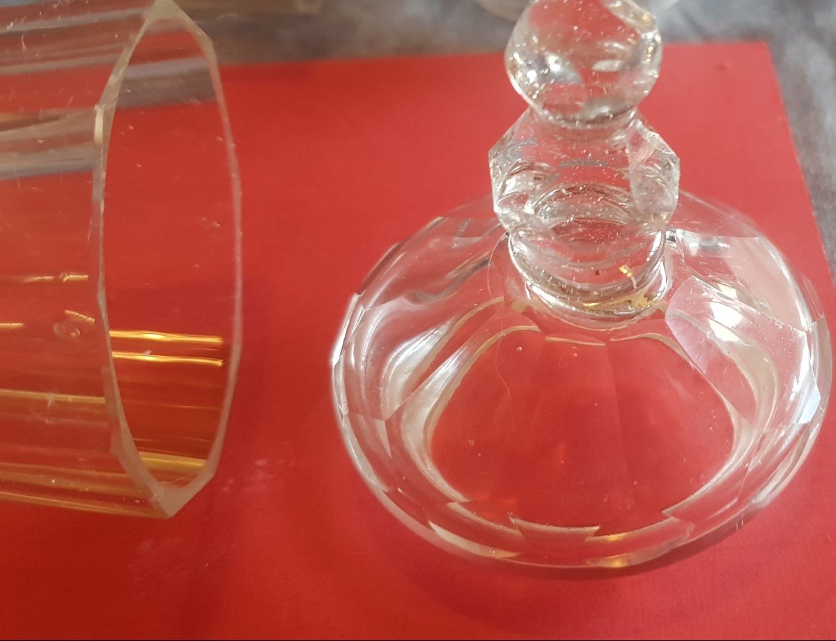 coppia di piccoli bicchieri antichi con coperchio in cristallo di Boemia inizio '800-photo-2