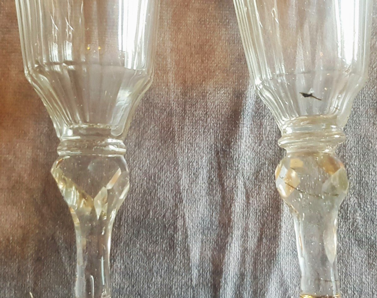 coppia di piccoli bicchieri antichi con coperchio in cristallo di Boemia inizio '800-photo-6