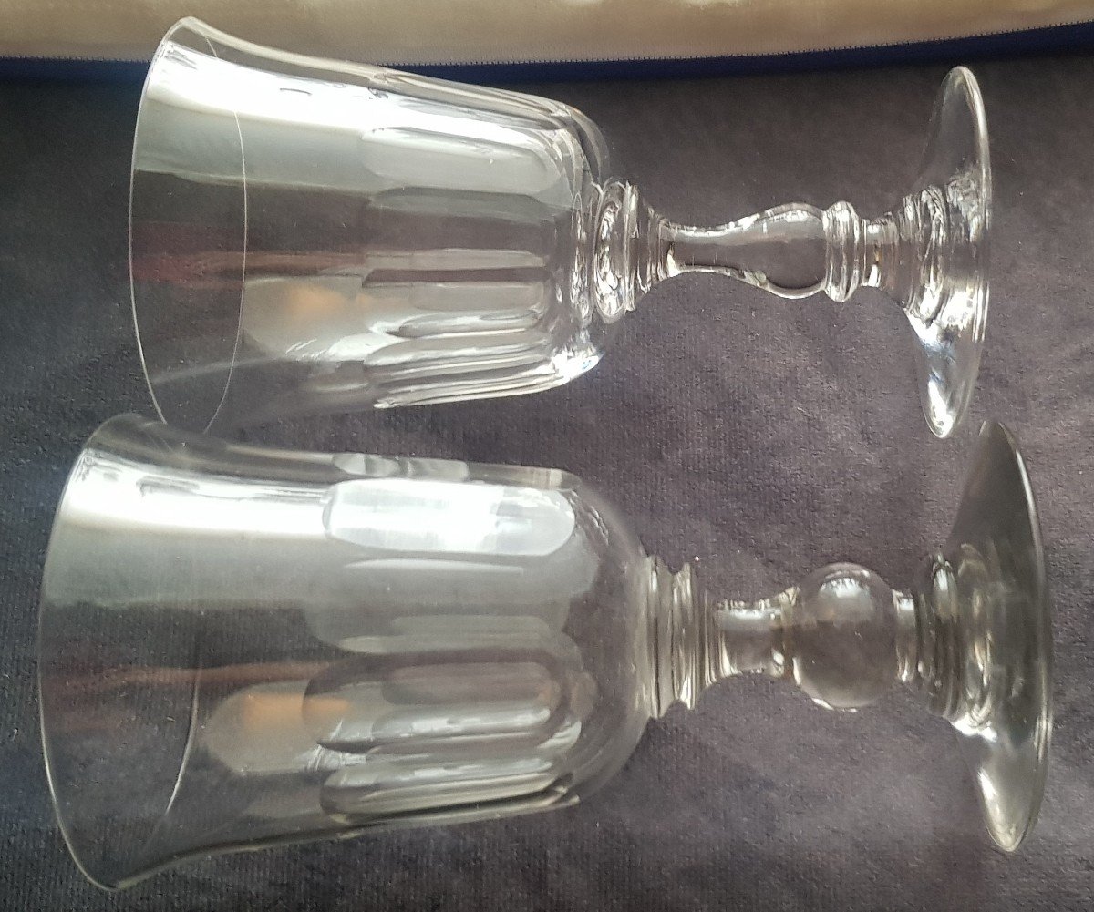 Set Di 18 Bicchieri Da Acqua a calice antichi fine '800  In Cristallo Molato H 14-15 Cm-photo-3
