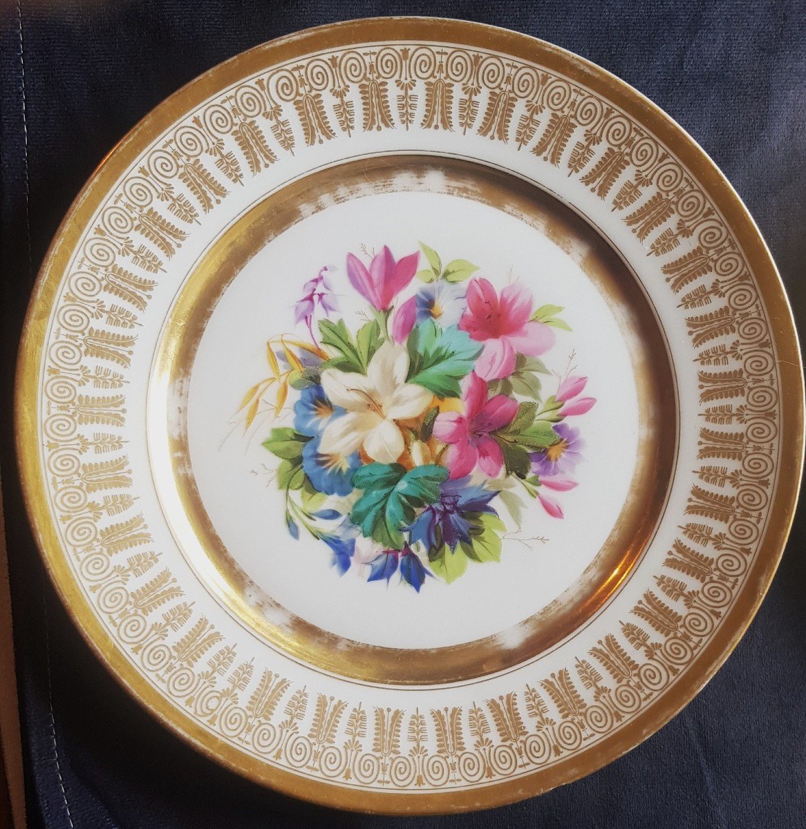 Insieme di 12 piatti in porcellana decoro floreale dipinto Ginori Doccia-photo-3