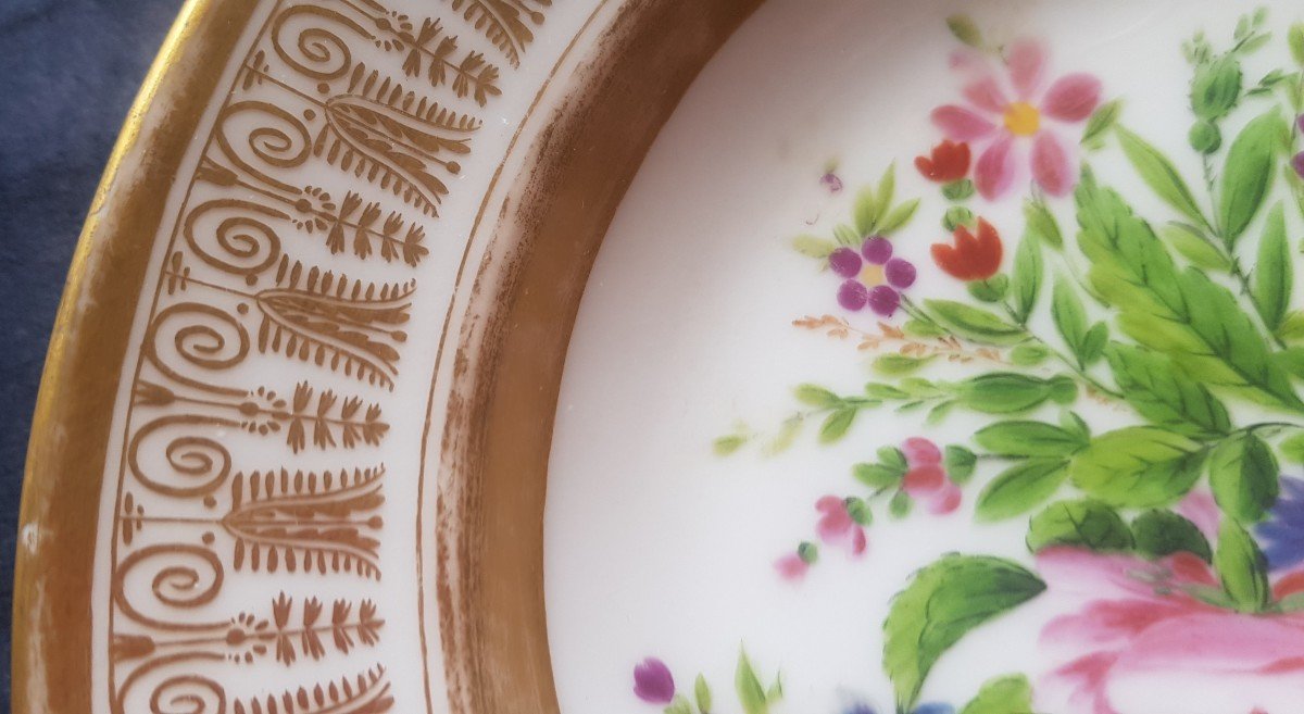 Insieme di 12 piatti in porcellana decoro floreale dipinto Ginori Doccia-photo-4