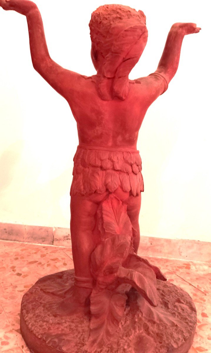 Antico Tavolo con Moro  fine '800  In Terracotta della premiata ditta  Carlo Candiani-photo-4