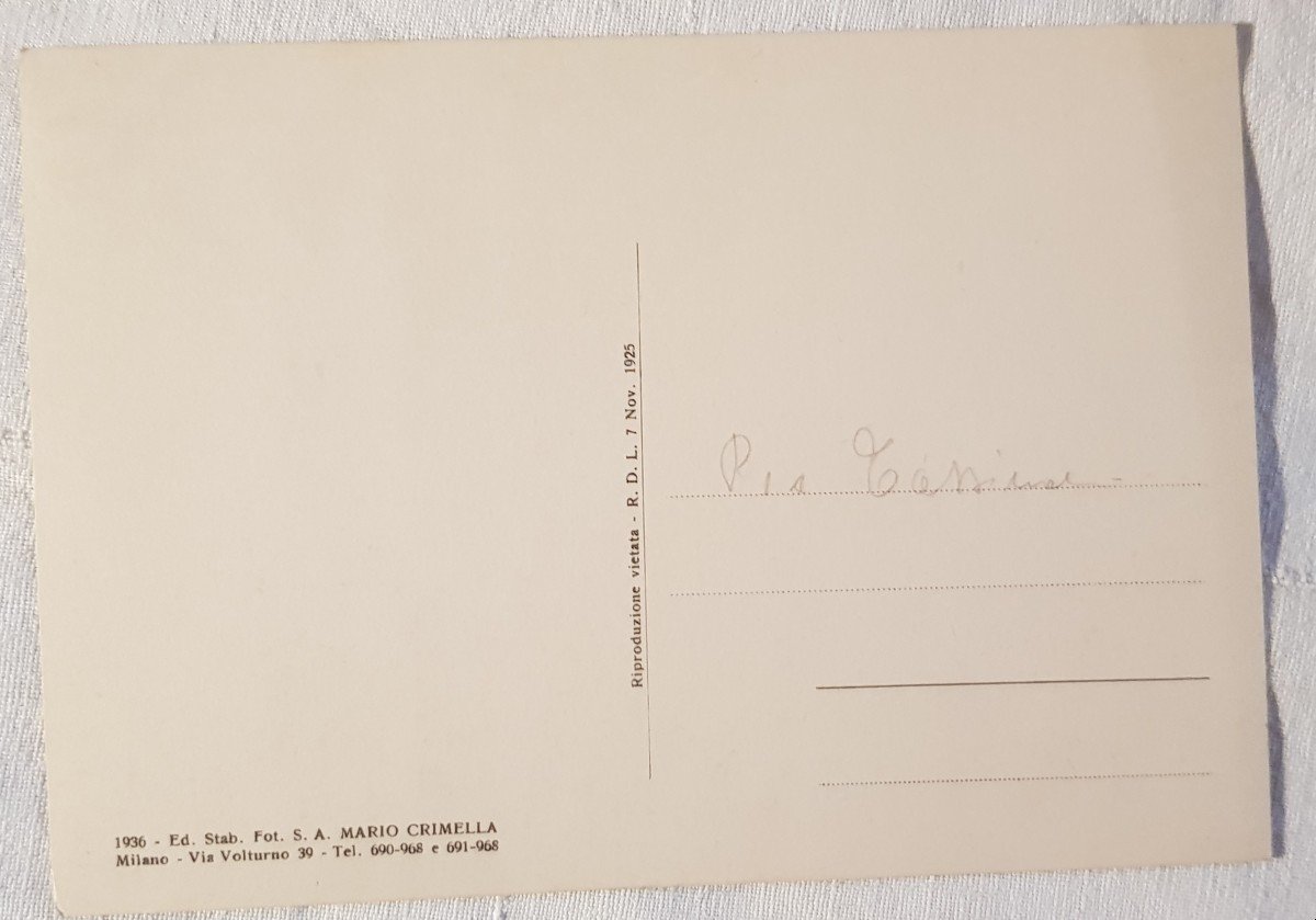 Dedica autografo manoscritto di Pia Tassinari su foto formato cartolina La Farsa Amorosa 1936-photo-3