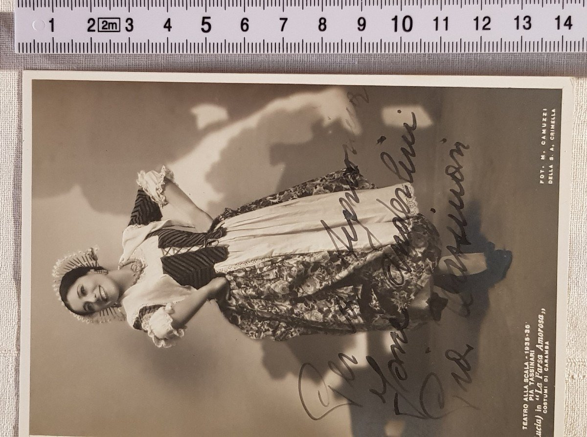 Dedica autografo manoscritto di Pia Tassinari su foto formato cartolina La Farsa Amorosa 1936-photo-4