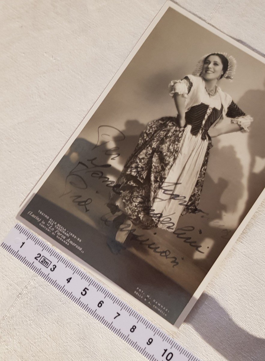 Dedica autografo manoscritto di Pia Tassinari su foto formato cartolina La Farsa Amorosa 1936-photo-1