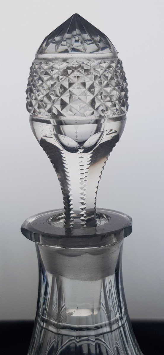 Bottiglia antica fine '800 in cristallo taglio a punta di diamante in stile inglese Regency-photo-2