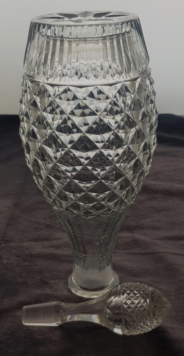 Bottiglia antica fine '800 in cristallo taglio a punta di diamante in stile inglese Regency-photo-3