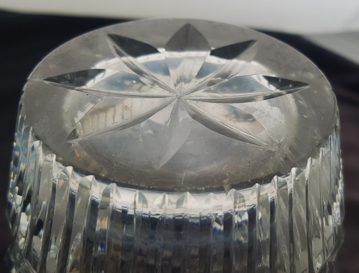 Bottiglia antica fine '800 in cristallo taglio a punta di diamante in stile inglese Regency-photo-2