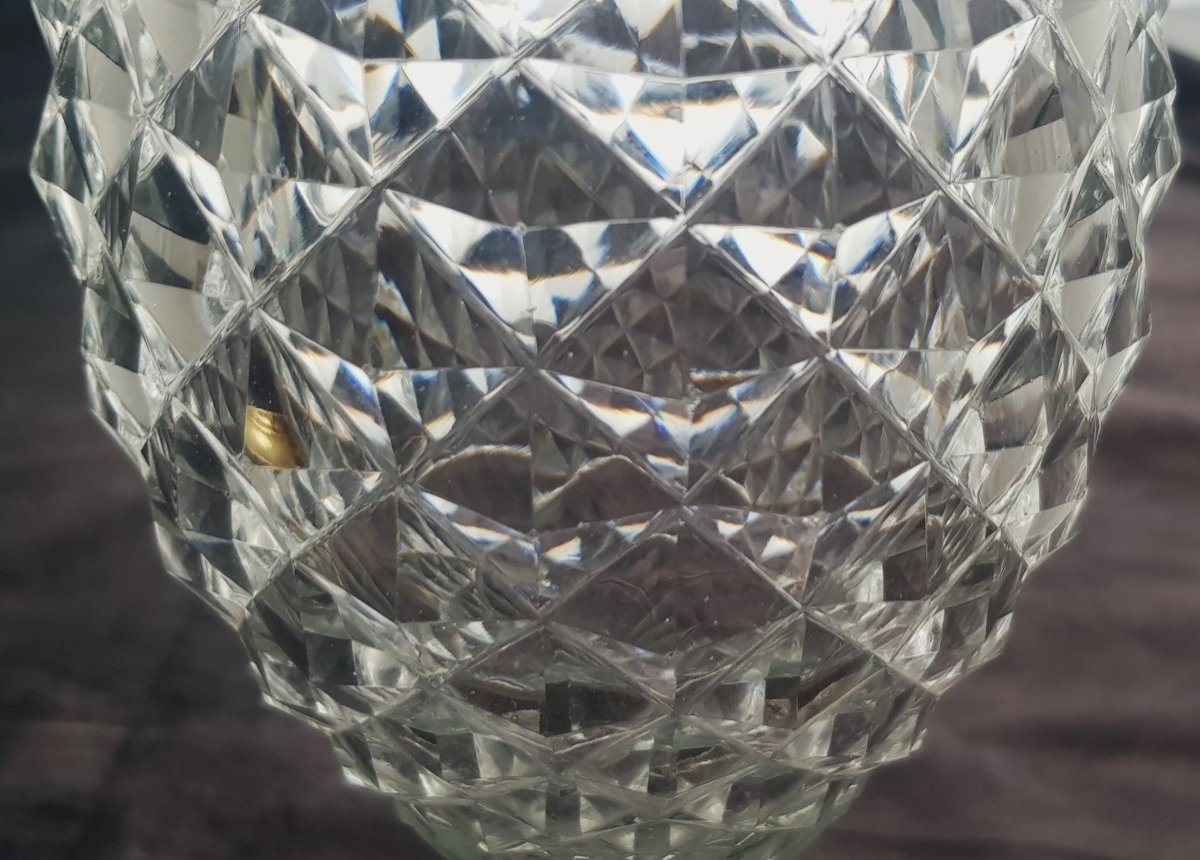 Bottiglia antica fine '800 in cristallo taglio a punta di diamante in stile inglese Regency-photo-3