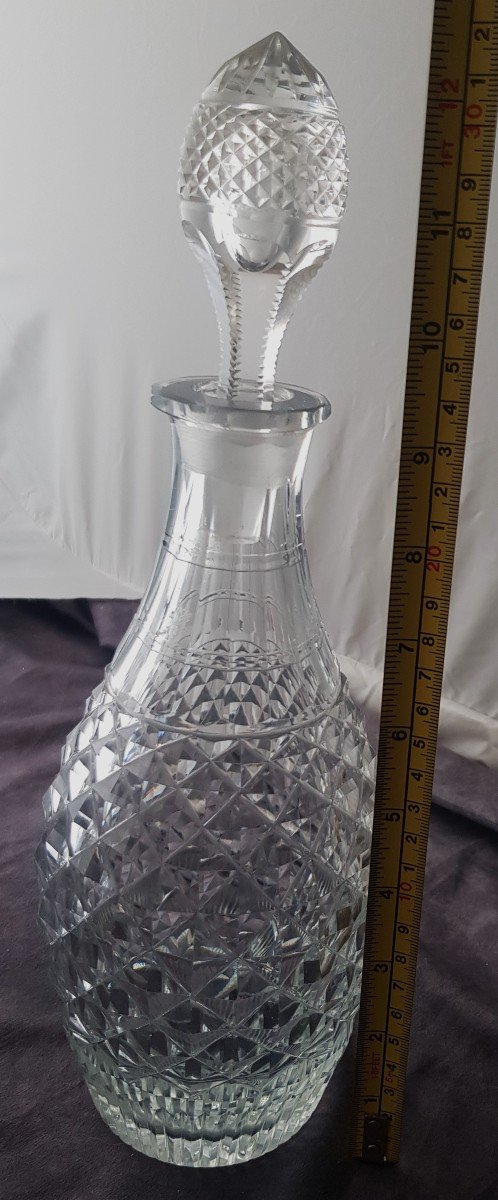 Bottiglia antica fine '800 in cristallo taglio a punta di diamante in stile inglese Regency-photo-5