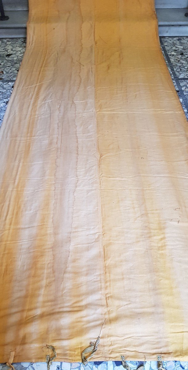 2 coppie di grandi tende di seta antiche fine '800 foderate di cotone 120 x 330 cm-photo-2