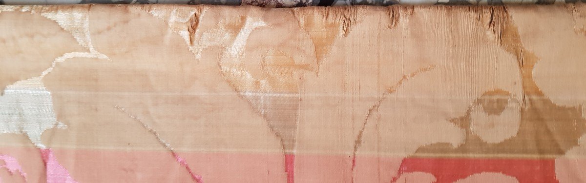 2 coppie di grandi tende di seta antiche fine '800 foderate di cotone 120 x 330 cm-photo-3