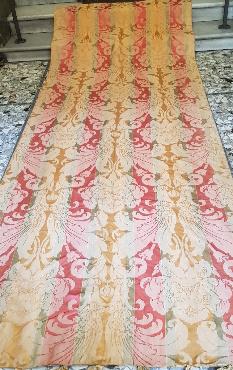 2 coppie di grandi tende di seta antiche fine '800 foderate di cotone 120 x 330 cm
